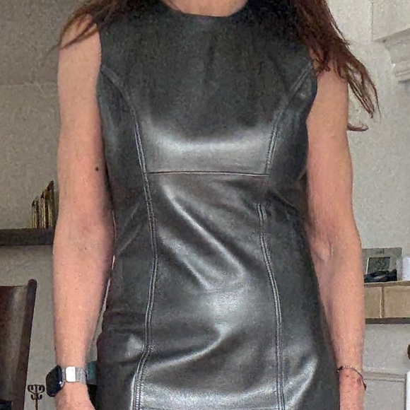 100% grey silver leather dress - Picture 1 of 5